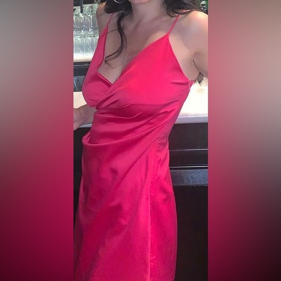 Size S Hot Pink short Midi Dress, only worn once, from Dynamite - Picture 2 of 3